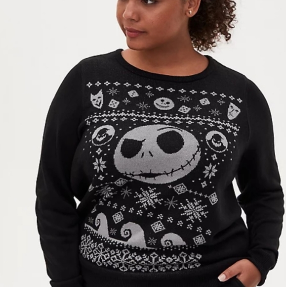 TORRID Disney NMBC Jack Skellington Face Black Sweater! NWT! - Picture 4 of 7
